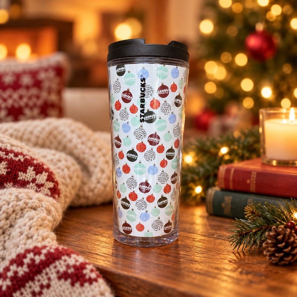Starbucks 2009 Holiday Ornament 12oz Travel Tumbler Care Card